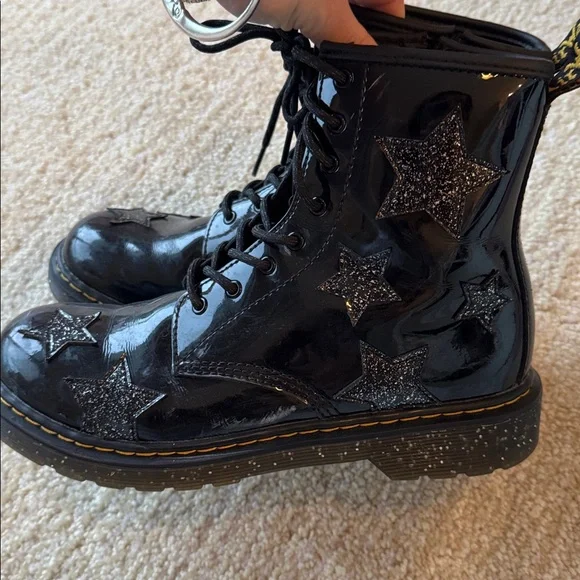 Doc Marten 1460 Glitter Star Patent Lace Up Boots in Black
